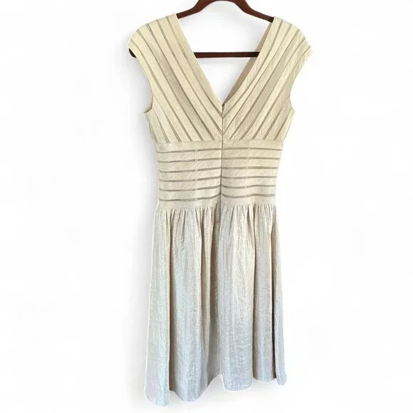 Vintage champagne gold sleeveless holiday cocktail dress stretch bandage size 4 - Picture 2 of 3